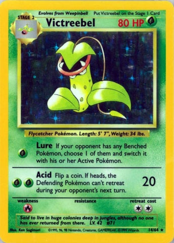 Victreebel - 14/64 - Holo Rare - Missing Set Symbol | Jungle