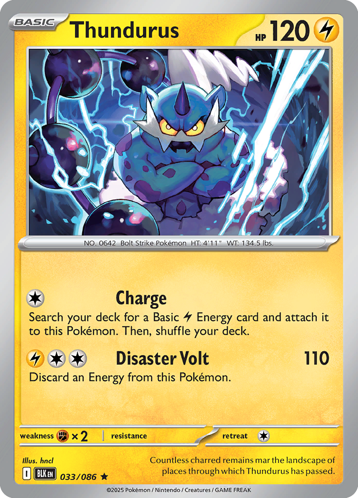 Thundurus - 033/086 - Rare - Reverse | SV - Black Bolt